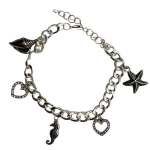 Handmade Silver Plated Charm Bracelet with Sea Charms